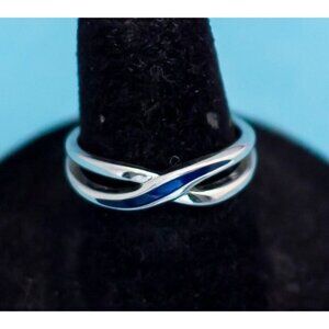 Vintage Silver Tone X Ring by Avon Size 6 N26